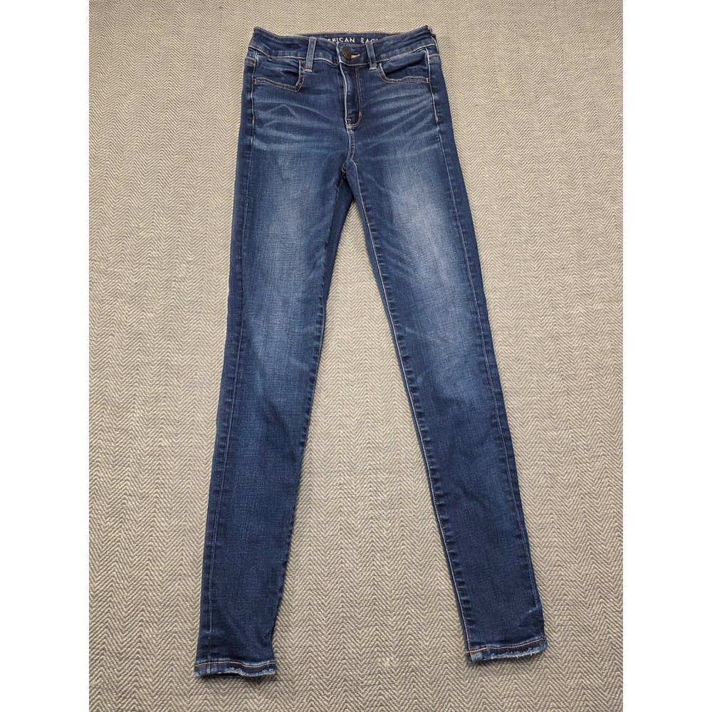 American Eagle Super Stretch Skinny Jeans Dark Wash Blue‎ Denim Size 0 Regular